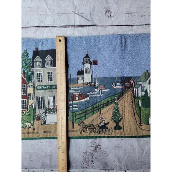 Nautical Harbor Coastal Village Themed Tapestry Table Runner 72 X 12 - Picture 8 of 8